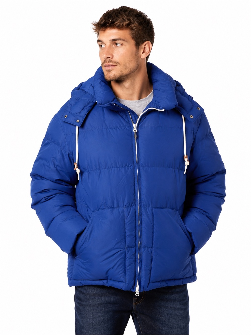 Alpine Design Men's Hooded Puffer Jacket in Royal Blue